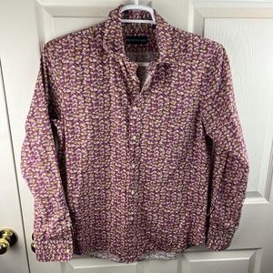 Men's Epaulet Los Angeles Floral Button Front Shirt Purple Large